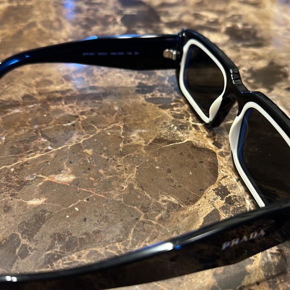 AUTHENTIC 💯 Prada symbole sunglasses Men or unisex black with white trim - Picture 10 of 17